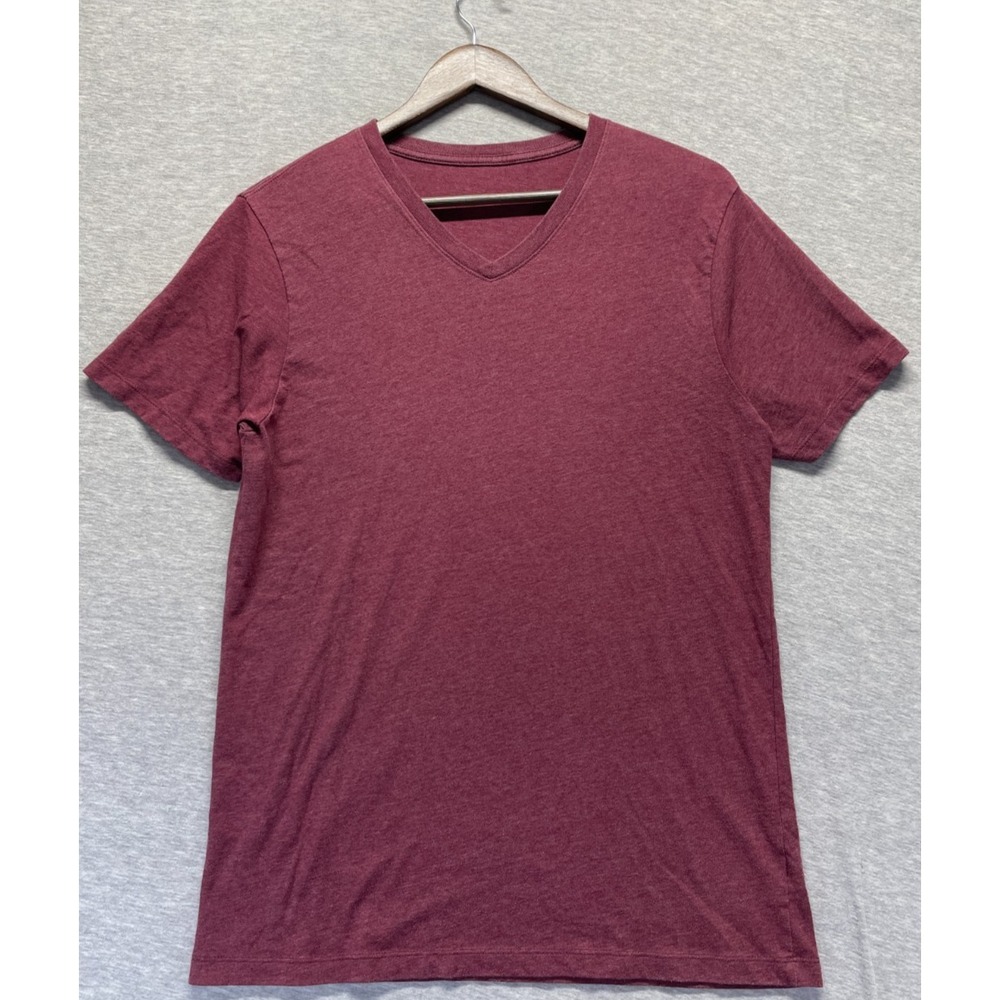 BCG Short Sleeves Tee Shirt Mens Medium Maroon Cotton V Neck Casual Outdoor